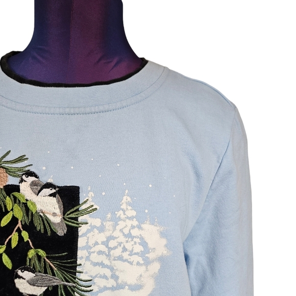 Breckenridge Baby Blue Winter‎ Sparrow Crew Neck Sweatshirt Size XL Women's - Picture 3 of 12